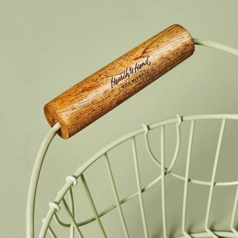Coated Wire Easter Basket with Wood Handle Sage Green - Hearth & Hand Magnolia - Picture 3 of 3